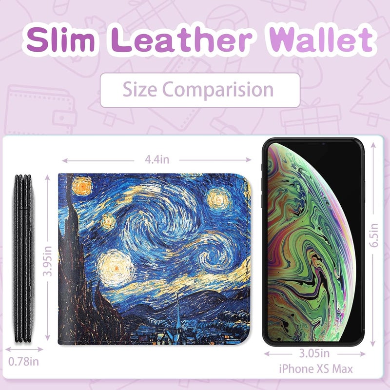 Funermei Cute Wallet for Girls Women Space Leather Bifold Wallet for Teen Boys Men Blue Sky Aesthetic Credit Card Holder RFID Id Cash Slim Small Bi-fold Wallets with Coin Pocket for Little Girl - Image 2